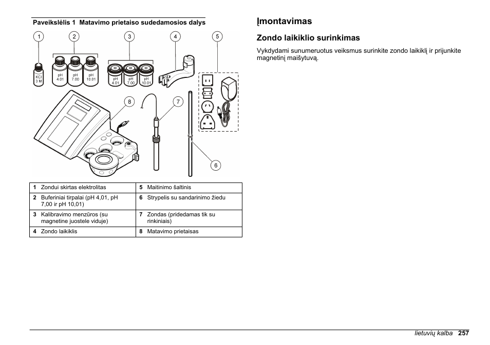 Įmontavimas, Zondo laikiklio surinkimas | Hach-Lange SENSION+ pH31 User Manual | Page 257 / 394