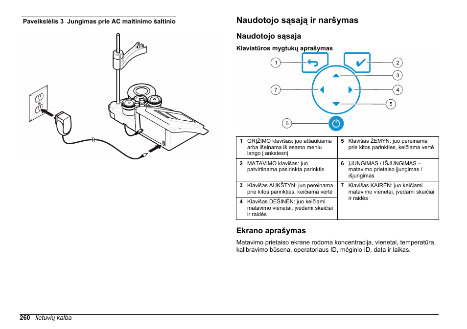Naudotojo sąsają ir naršymas, Naudotojo sąsaja, Ekrano aprašymas | Paveikslėlis 3 | Hach-Lange SENSION+ pH31 User Manual | Page 260 / 394