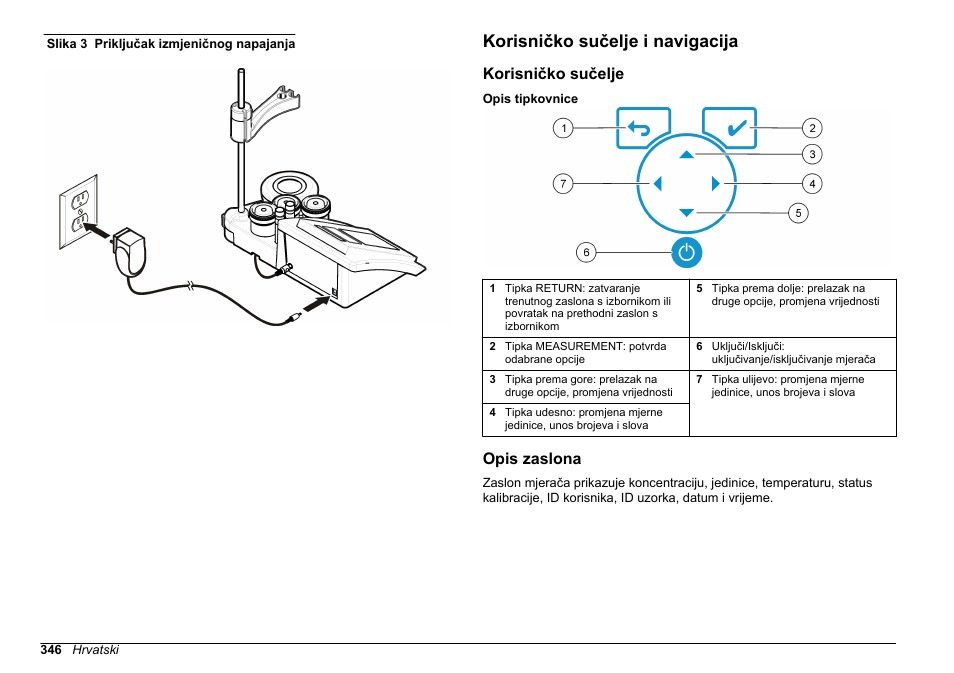Korisničko sučelje i navigacija, Korisničko sučelje, Opis zaslona | Slika 3 | Hach-Lange SENSION+ pH31 User Manual | Page 346 / 394