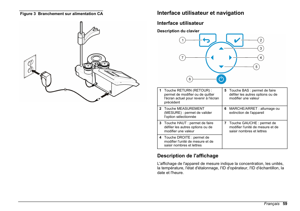 Interface utilisateur et navigation, Interface utilisateur, Description de l'affichage | Figure 3 | Hach-Lange SENSION+ pH31 User Manual | Page 59 / 394