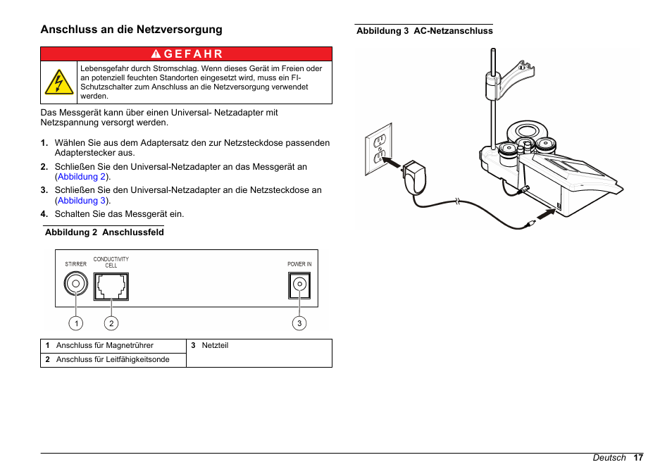 Anschluss an die netzversorgung | Hach-Lange SENSION+ EC7 User Manual | Page 17 / 268