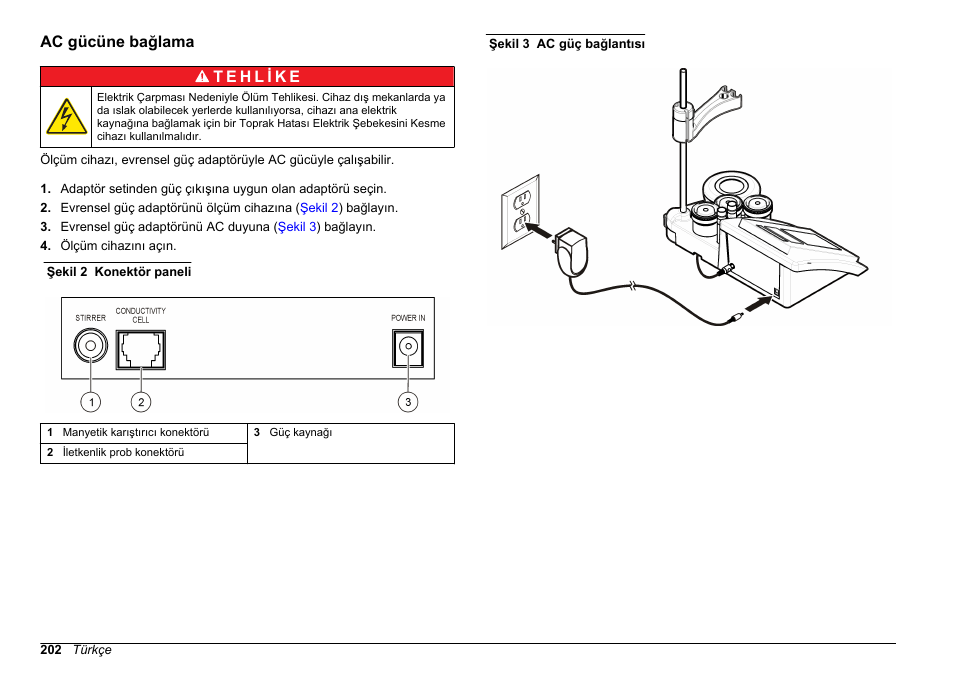 Ac gücüne bağlama | Hach-Lange SENSION+ EC7 User Manual | Page 202 / 268