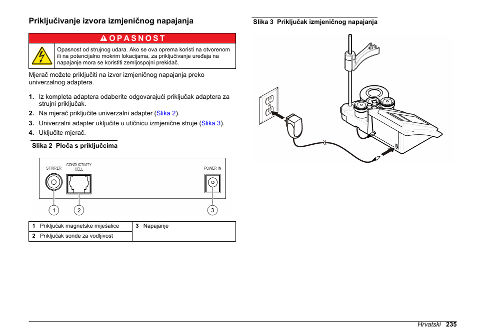 Priključivanje izvora izmjeničnog napajanja | Hach-Lange SENSION+ EC7 User Manual | Page 235 / 268