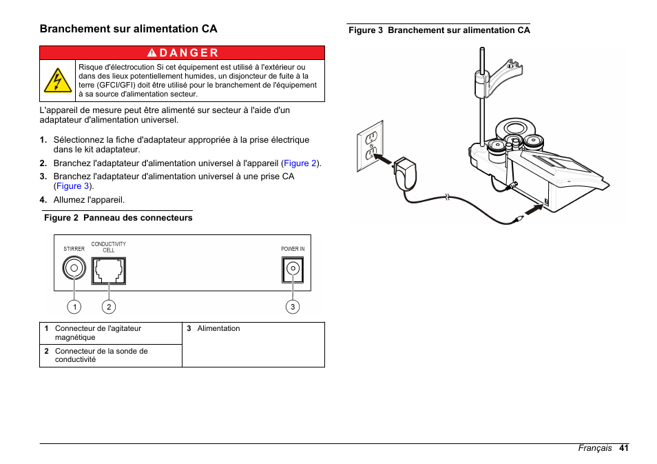 Branchement sur alimentation ca | Hach-Lange SENSION+ EC7 User Manual | Page 41 / 268