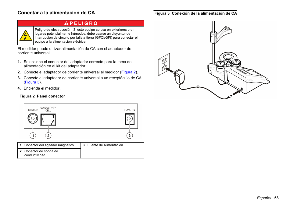 Conectar a la alimentación de ca | Hach-Lange SENSION+ EC7 User Manual | Page 53 / 268