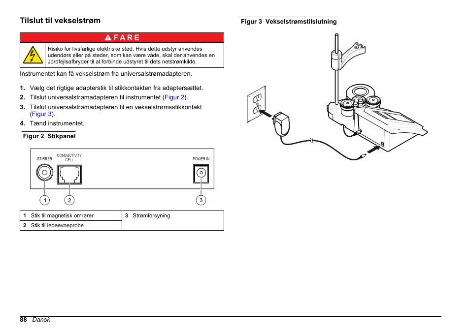 Tilslut til vekselstrøm | Hach-Lange SENSION+ EC7 User Manual | Page 88 / 268