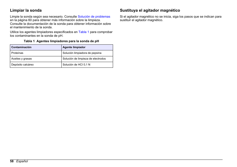 Limpiar la sonda, Sustituya el agitador magnético | Hach-Lange SENSION+ pH3 User Manual | Page 58 / 278