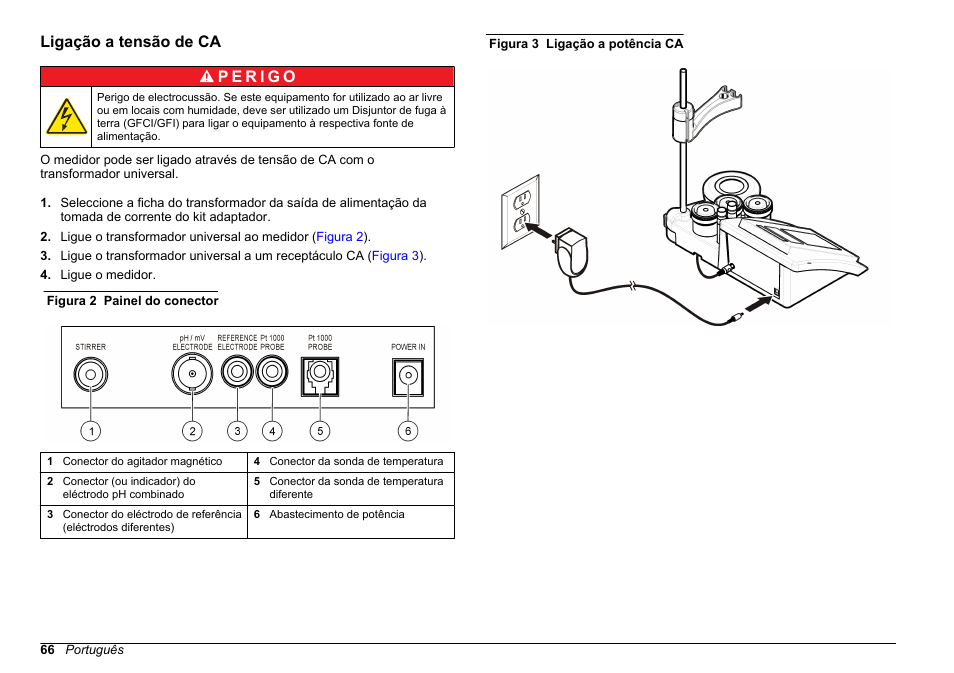 Ligação a tensão de ca | Hach-Lange SENSION+ pH3 User Manual | Page 66 / 278