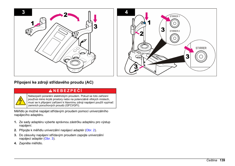 Připojení ke zdroji střídavého proudu (ac) | Hach-Lange SENSION+ MM378 User Manual | Page 139 / 520