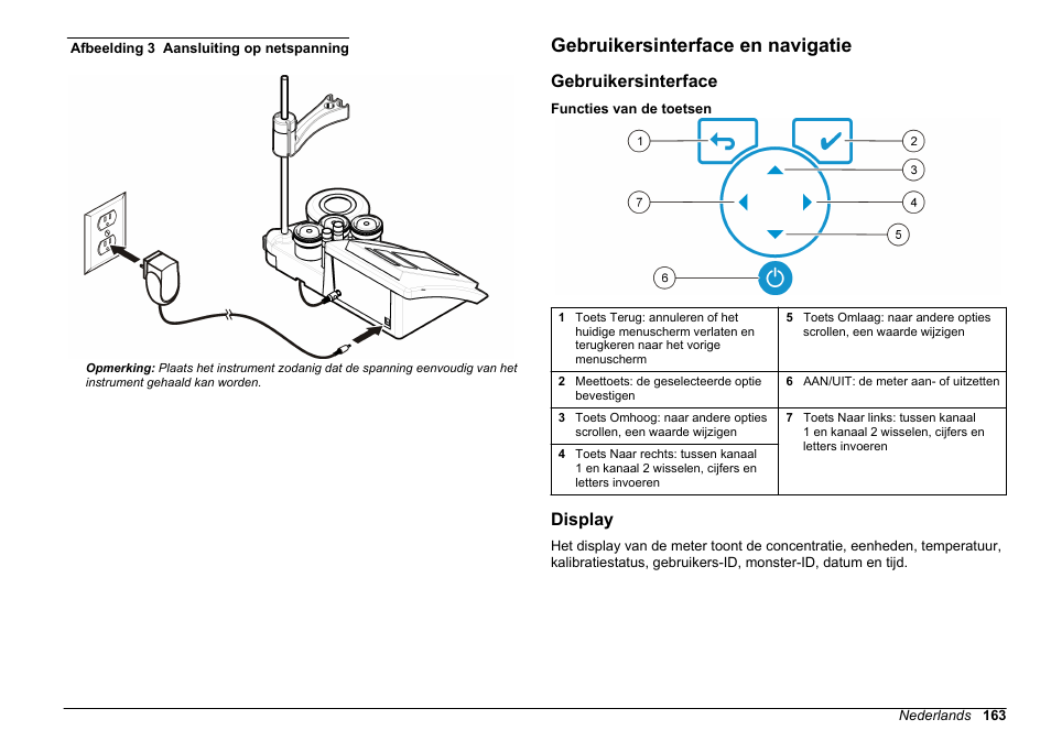 Gebruikersinterface en navigatie, Gebruikersinterface, Display | Hach-Lange SENSION+ MM378 User Manual | Page 163 / 520