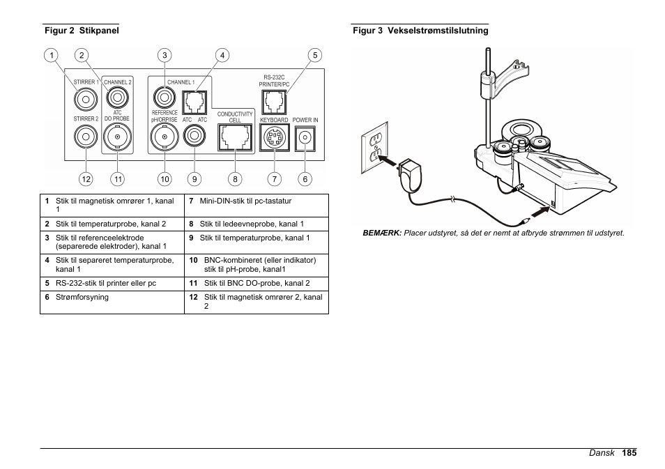 Tilslut universalstrømadapteren til instrumentet, Figur 2, Figur 3 | Hach-Lange SENSION+ MM378 User Manual | Page 185 / 520