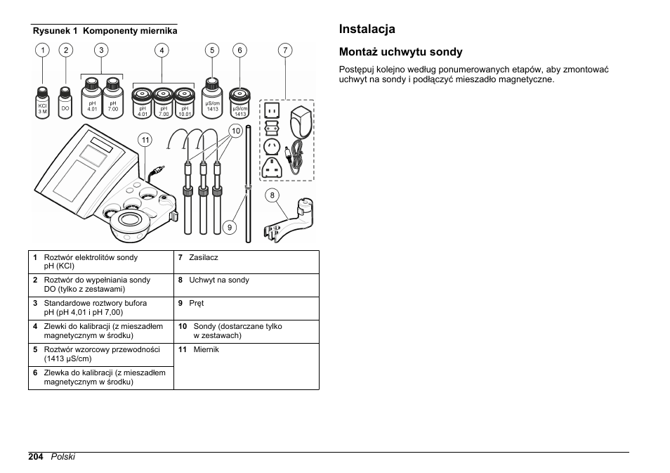 Instalacja, Montaż uchwytu sondy | Hach-Lange SENSION+ MM378 User Manual | Page 204 / 520