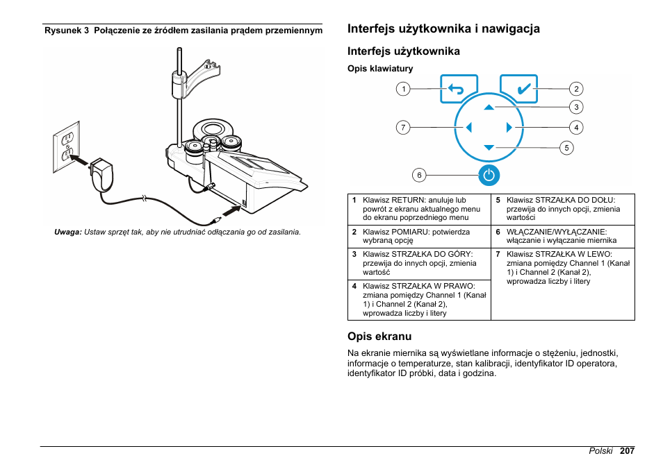 Interfejs użytkownika i nawigacja, Interfejs użytkownika, Opis ekranu | Przemiennym, Rysunek 3 | Hach-Lange SENSION+ MM378 User Manual | Page 207 / 520