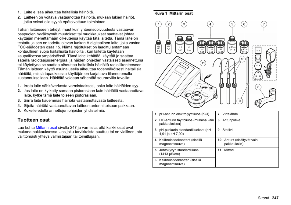 Tuotteen osat | Hach-Lange SENSION+ MM378 User Manual | Page 247 / 520