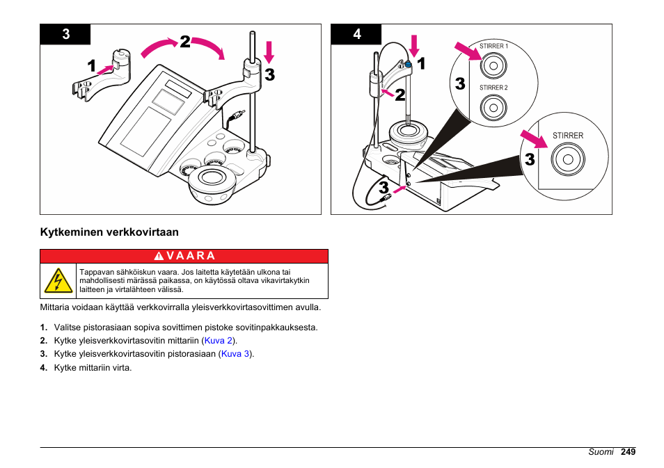 Kytkeminen verkkovirtaan | Hach-Lange SENSION+ MM378 User Manual | Page 249 / 520