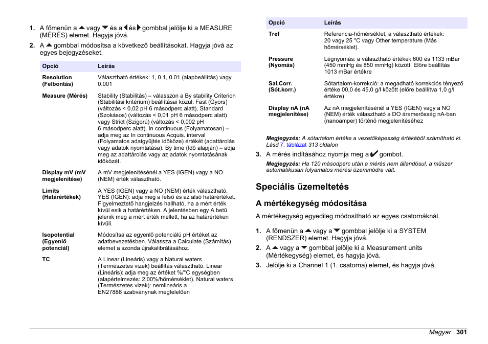 Speciális üzemeltetés, A mértékegység módosítása | Hach-Lange SENSION+ MM378 User Manual | Page 301 / 520