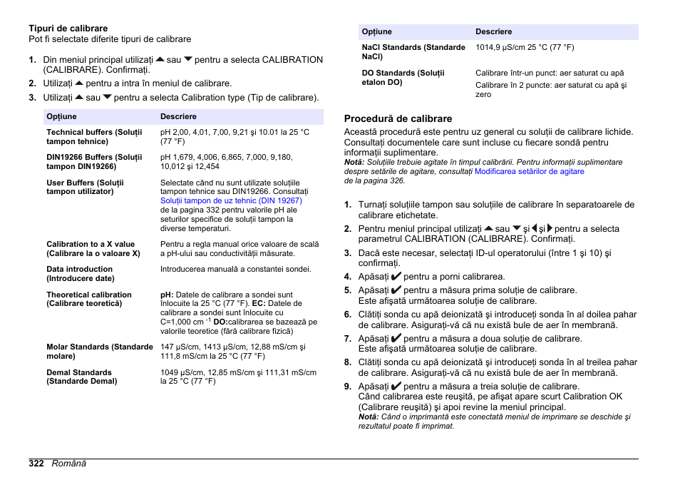 Tipuri de calibrare, Procedură de calibrare | Hach-Lange SENSION+ MM378 User Manual | Page 322 / 520