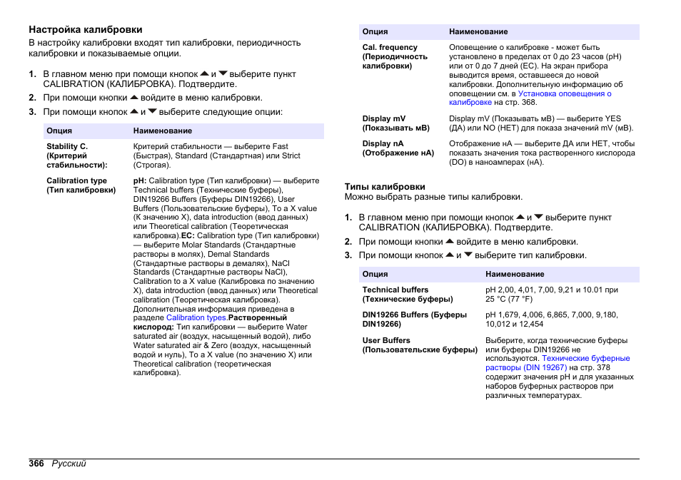 Настройка калибровки, Типы калибровки | Hach-Lange SENSION+ MM378 User Manual | Page 366 / 520