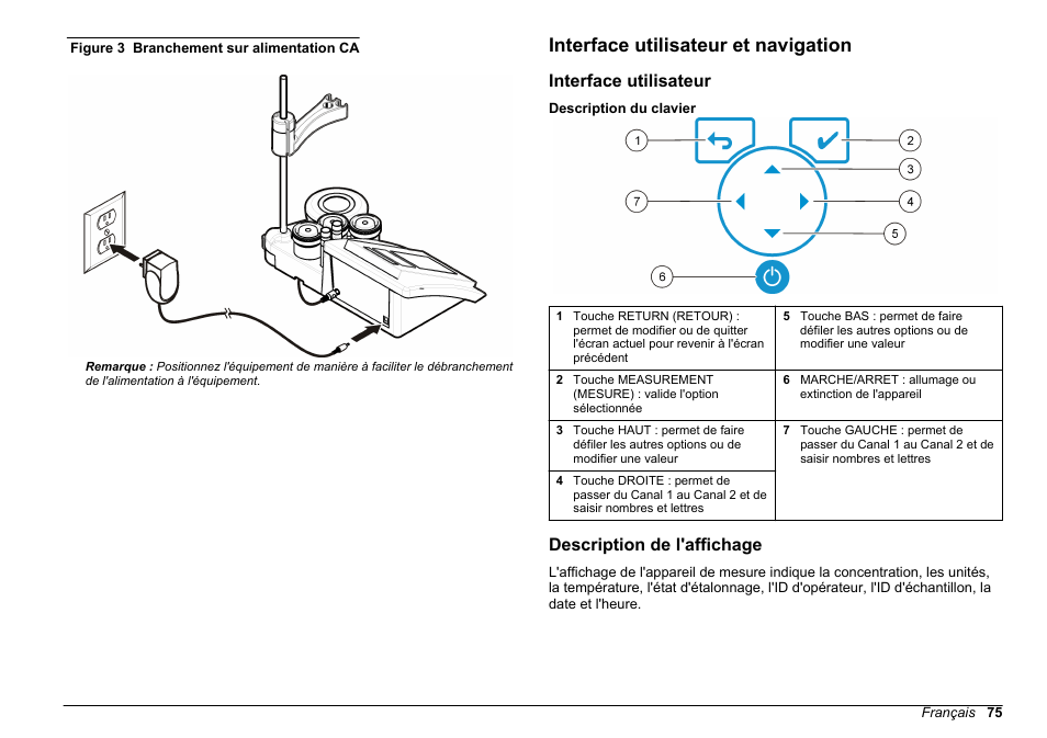 Interface utilisateur et navigation, Interface utilisateur, Description de l'affichage | Figure 3 | Hach-Lange SENSION+ MM378 User Manual | Page 75 / 520