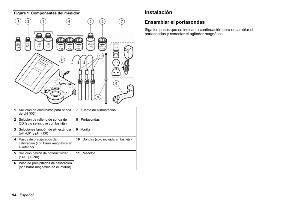 Instalación, Ensamblar el portasondas | Hach-Lange SENSION+ MM378 User Manual | Page 94 / 520