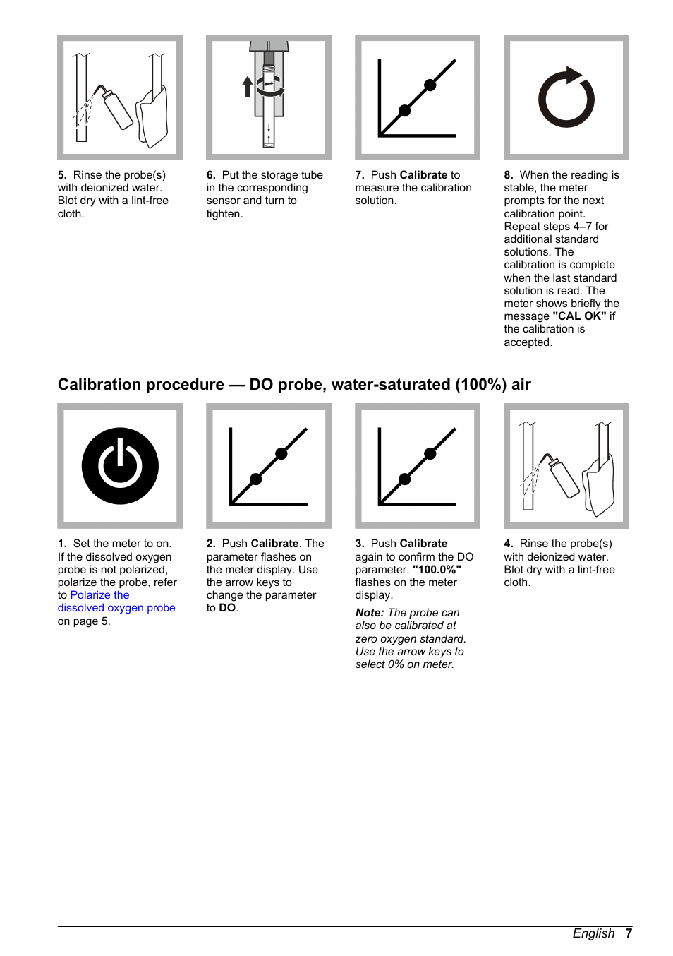 Calibration procedure, Do probe, water- saturated (100%) air | Hach-Lange SENSION+ 50 49 User Manual User Manual | Page 9 / 20