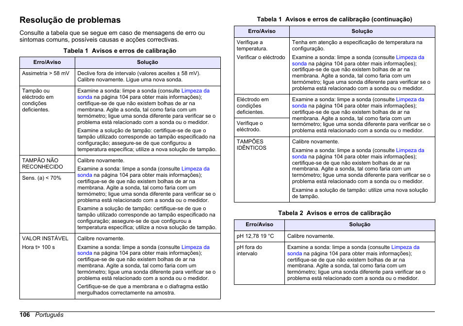 Resolução de problemas | Hach-Lange SENSION+ MM340 User Manual | Page 106 / 418