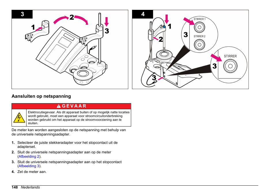 Aansluiten op netspanning | Hach-Lange SENSION+ MM340 User Manual | Page 148 / 418
