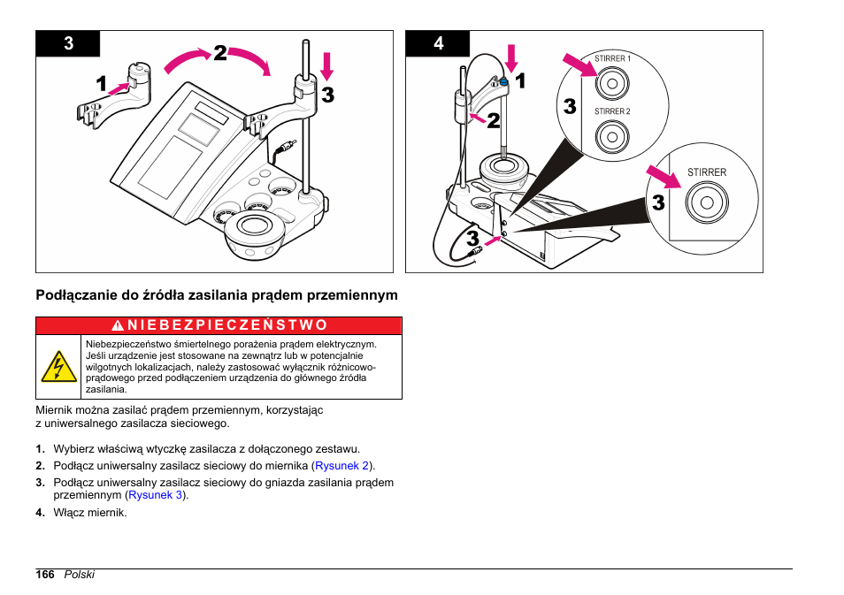 Podłączanie do źródła zasilania prądem przemiennym | Hach-Lange SENSION+ MM340 User Manual | Page 166 / 418