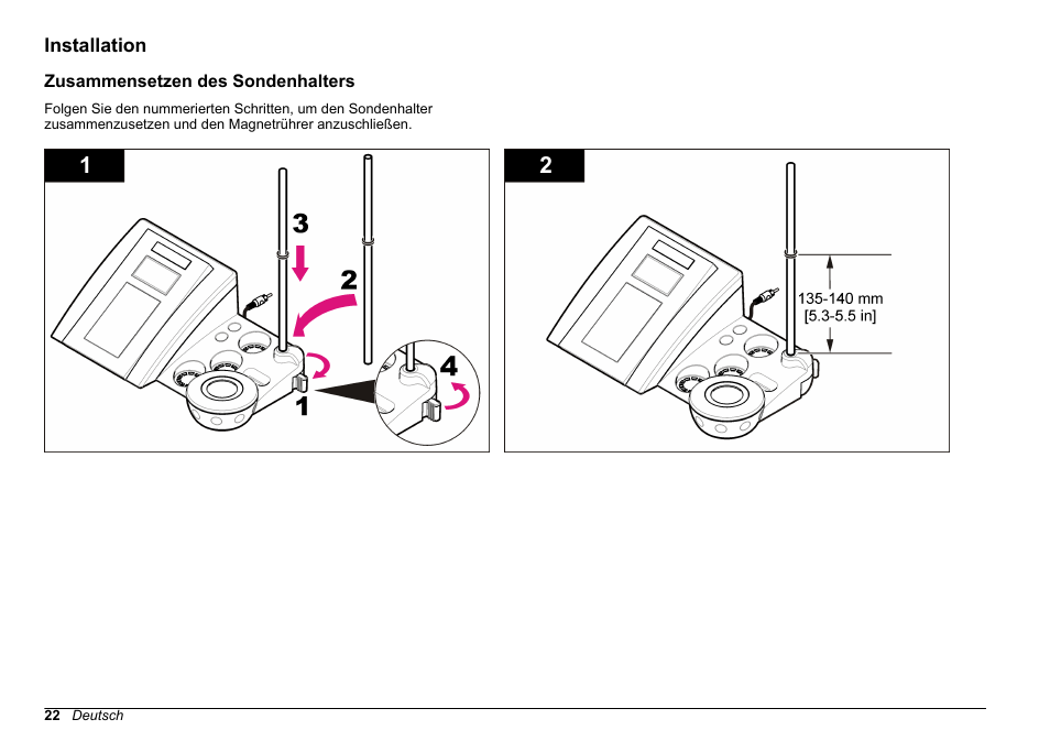 Installation, Zusammensetzen des sondenhalters | Hach-Lange SENSION+ MM340 User Manual | Page 22 / 418