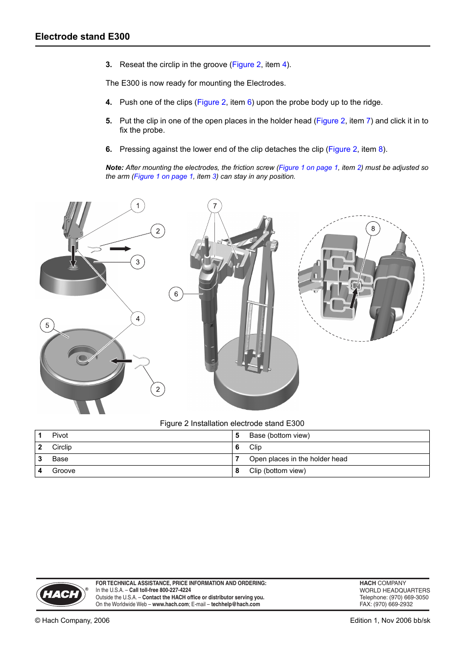 Item, Electrode stand e300 | Hach-Lange E300 Electrode stand User Manual | Page 2 / 2