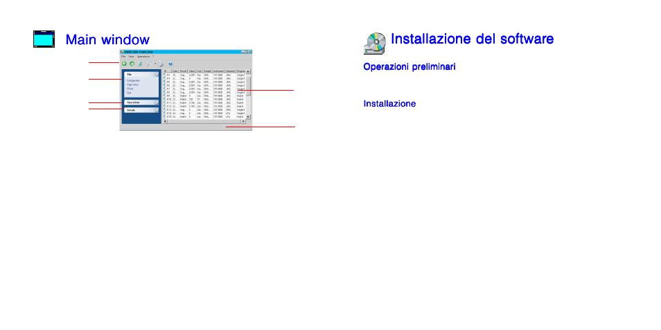 Main window, Installazione del softwar | Hach-Lange HACH DATA TRANS Data collection software for spectrophotometers User Manual | Page 7 / 19