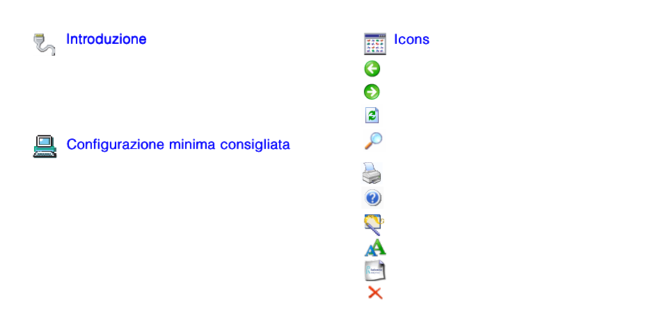 Icons, Intr, Configurazione minima consigliata | Hach-Lange HACH DATA TRANS Data collection software for spectrophotometers User Manual | Page 8 / 19