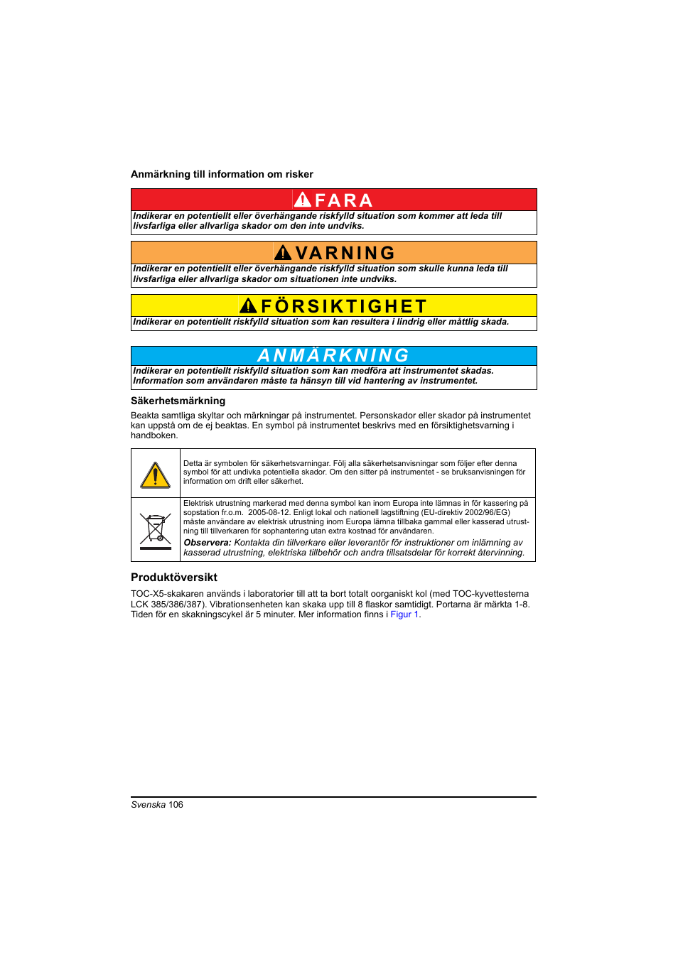 Fa r a | Hach-Lange TOC-X5 shaker User Manual | Page 106 / 117