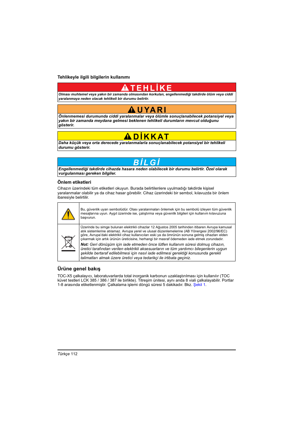 U ya r i | Hach-Lange TOC-X5 shaker User Manual | Page 112 / 117