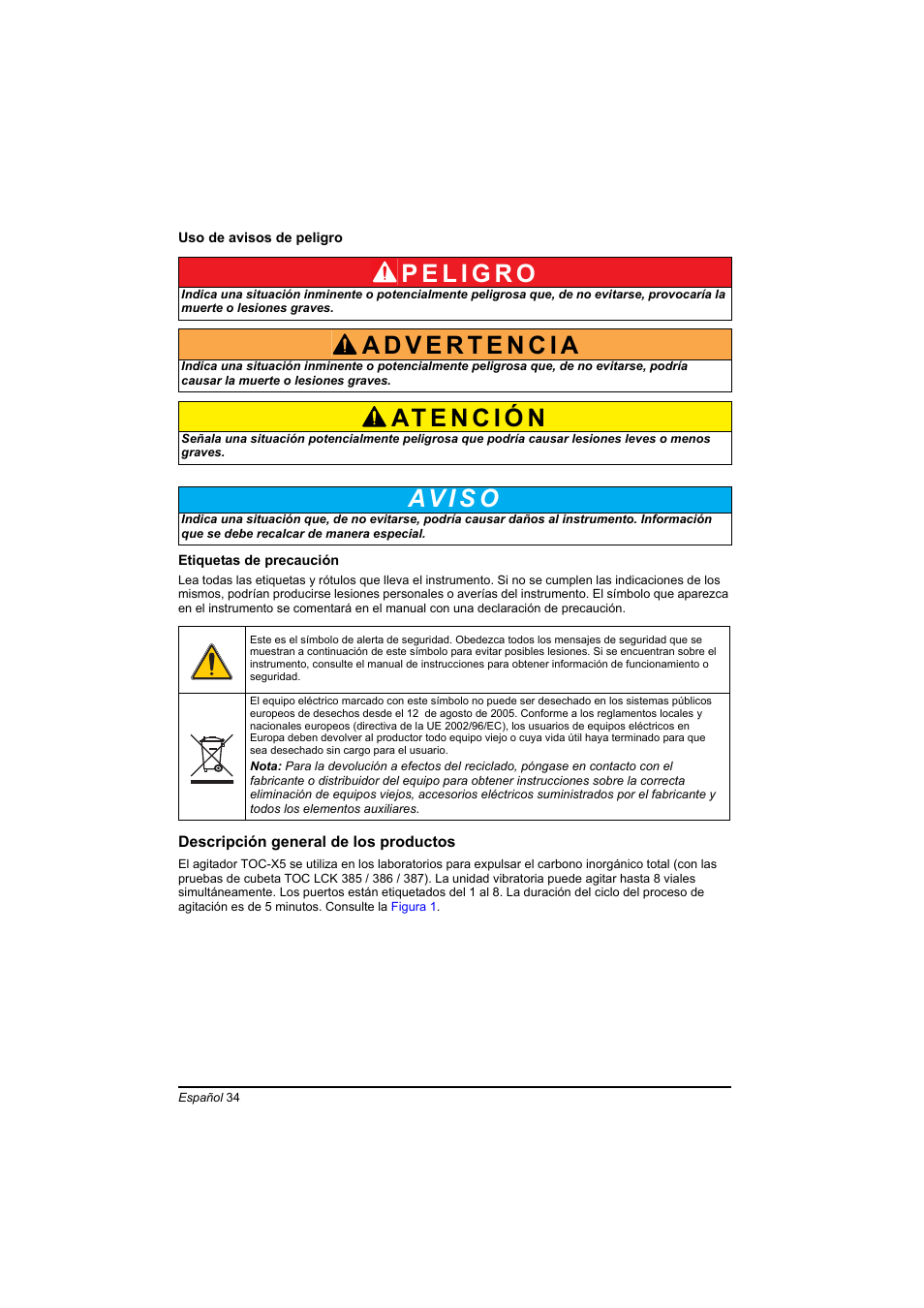 Av i s o | Hach-Lange TOC-X5 shaker User Manual | Page 34 / 117