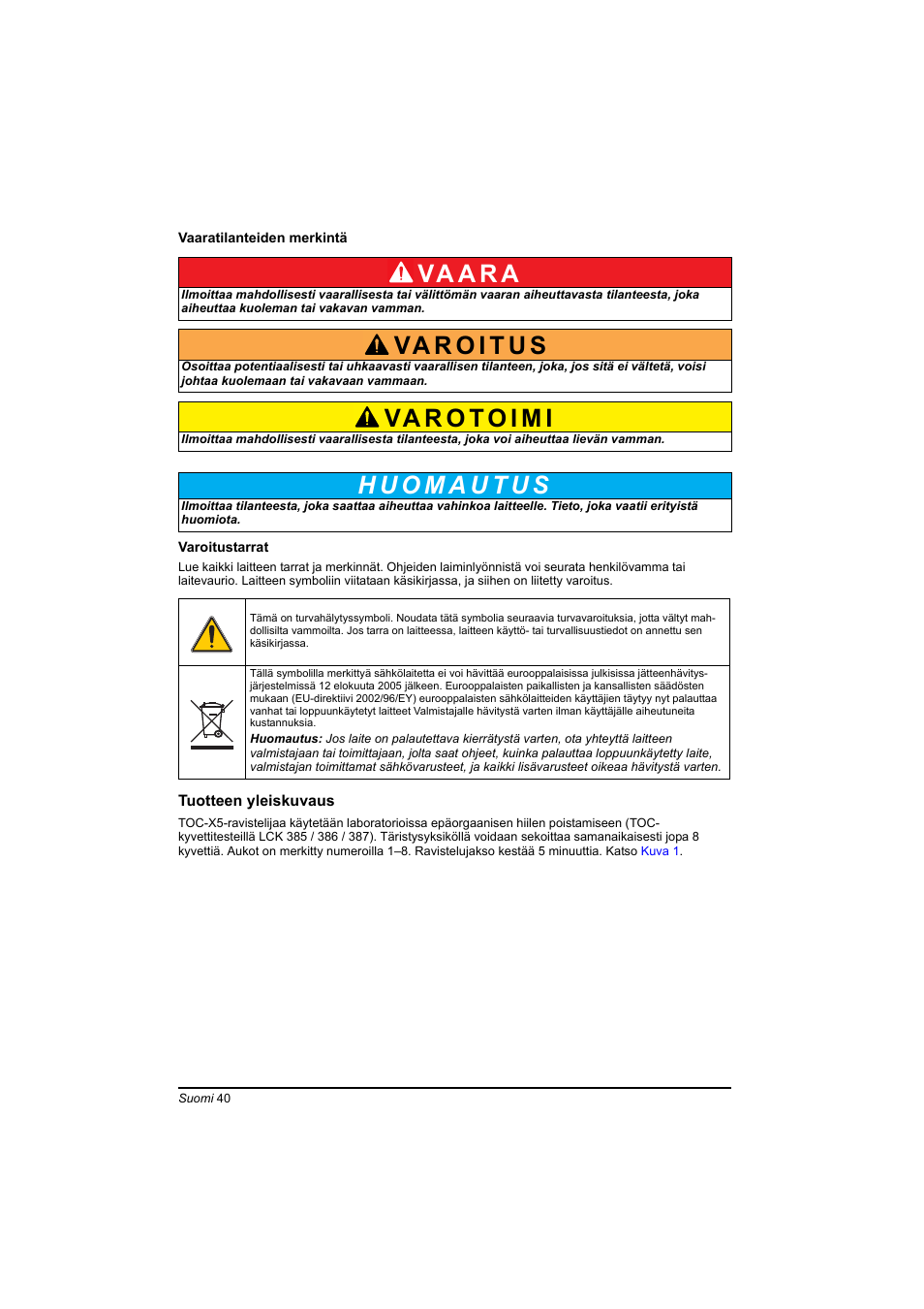 Va a r a | Hach-Lange TOC-X5 shaker User Manual | Page 40 / 117