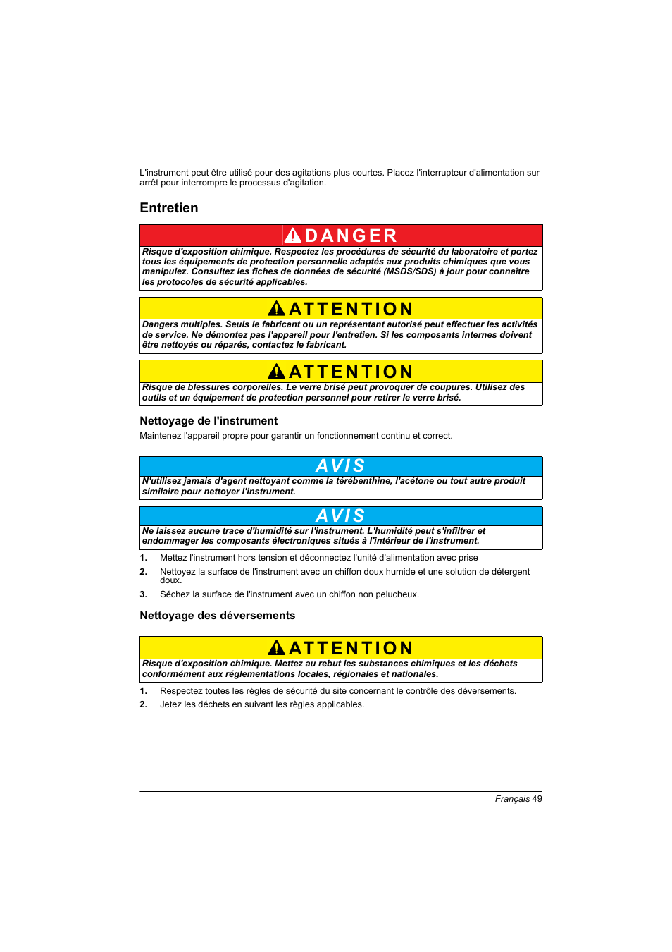 Entretien, Av i s | Hach-Lange TOC-X5 shaker User Manual | Page 49 / 117