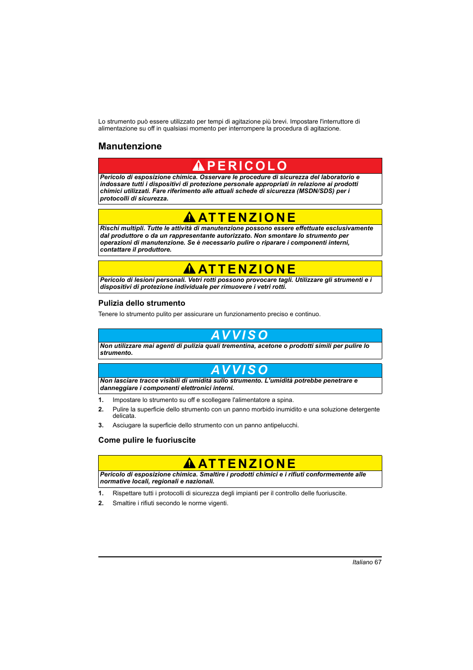 Manutenzione | Hach-Lange TOC-X5 shaker User Manual | Page 67 / 117