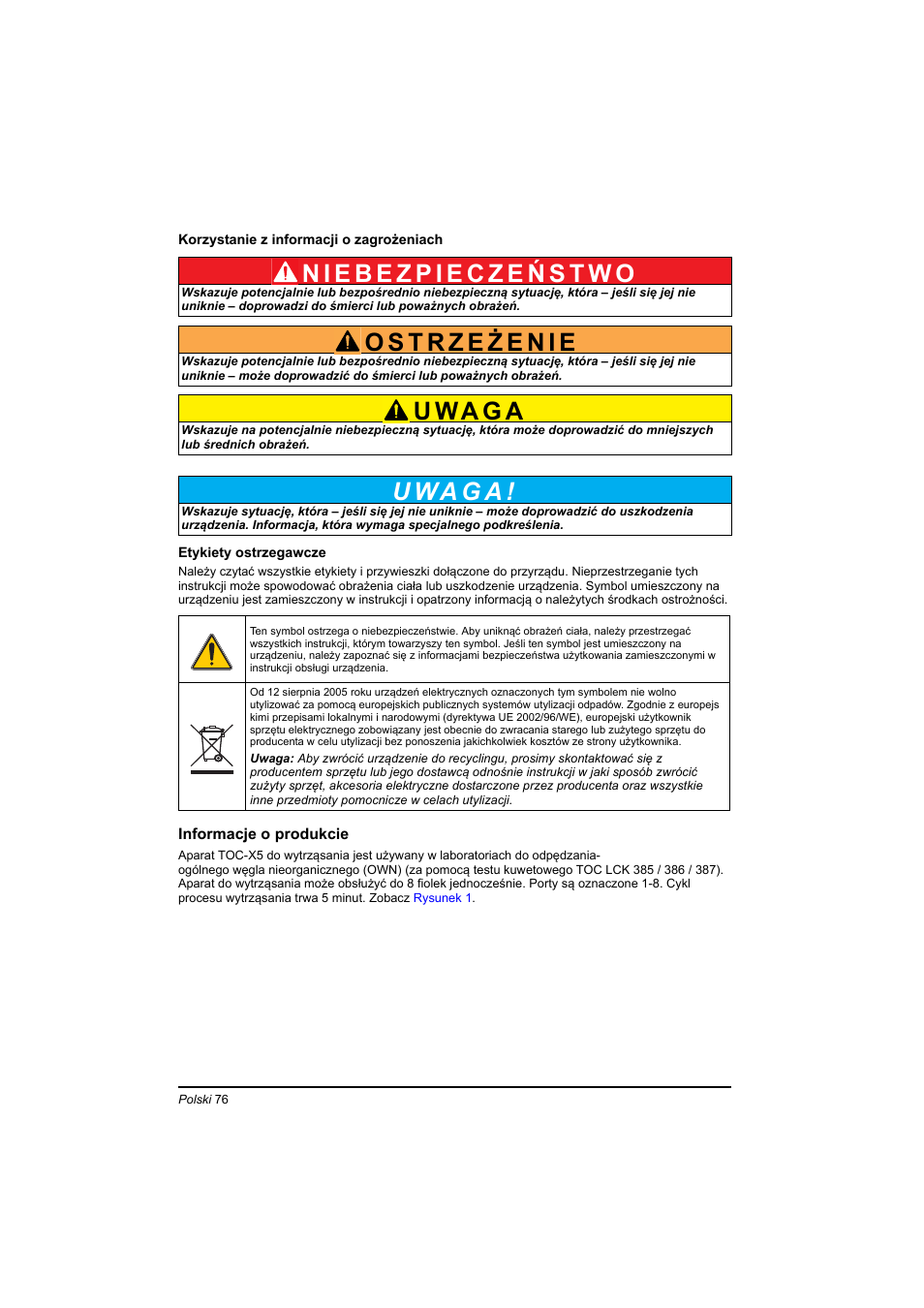 U wa g a | Hach-Lange TOC-X5 shaker User Manual | Page 76 / 117