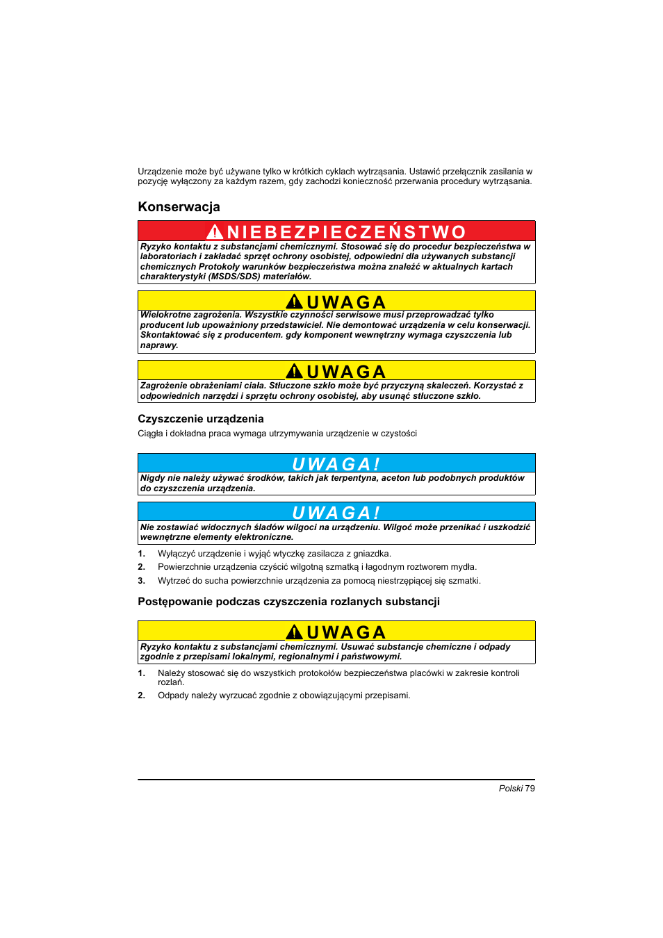 Konserwacja, U wa g a | Hach-Lange TOC-X5 shaker User Manual | Page 79 / 117
