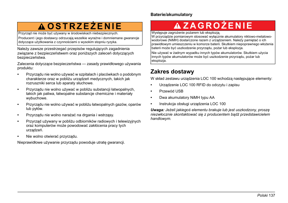 Zakres dostawy | Hach-Lange LOC 100 User Manual | Page 137 / 231