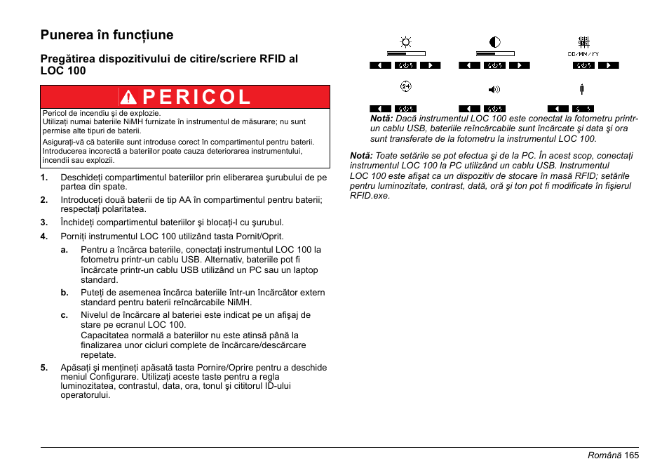 Punerea în funcţiune | Hach-Lange LOC 100 User Manual | Page 165 / 231