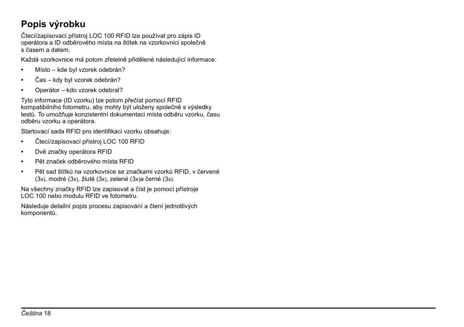 Popis výrobku | Hach-Lange LOC 100 User Manual | Page 18 / 231