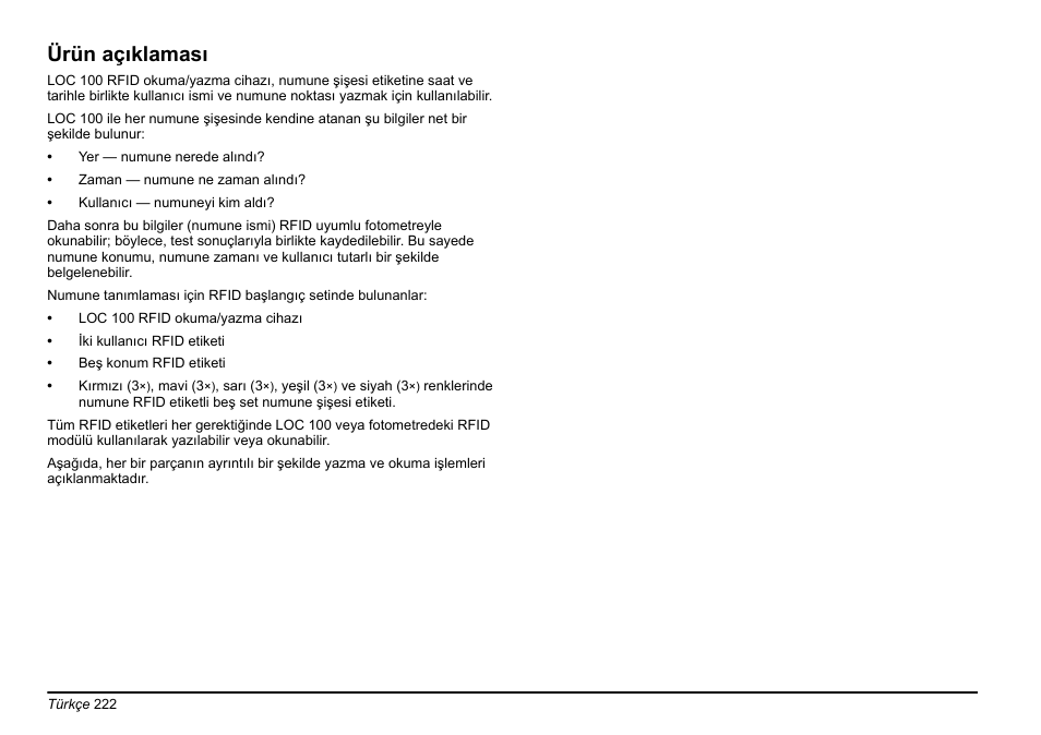 Ürün açıklaması | Hach-Lange LOC 100 User Manual | Page 222 / 231