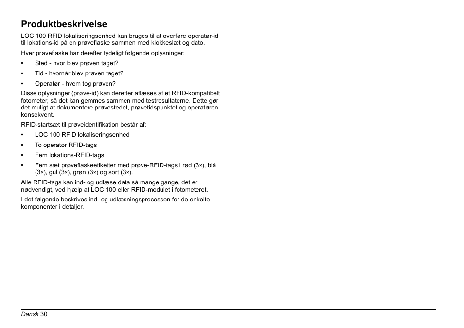 Produktbeskrivelse | Hach-Lange LOC 100 User Manual | Page 30 / 231