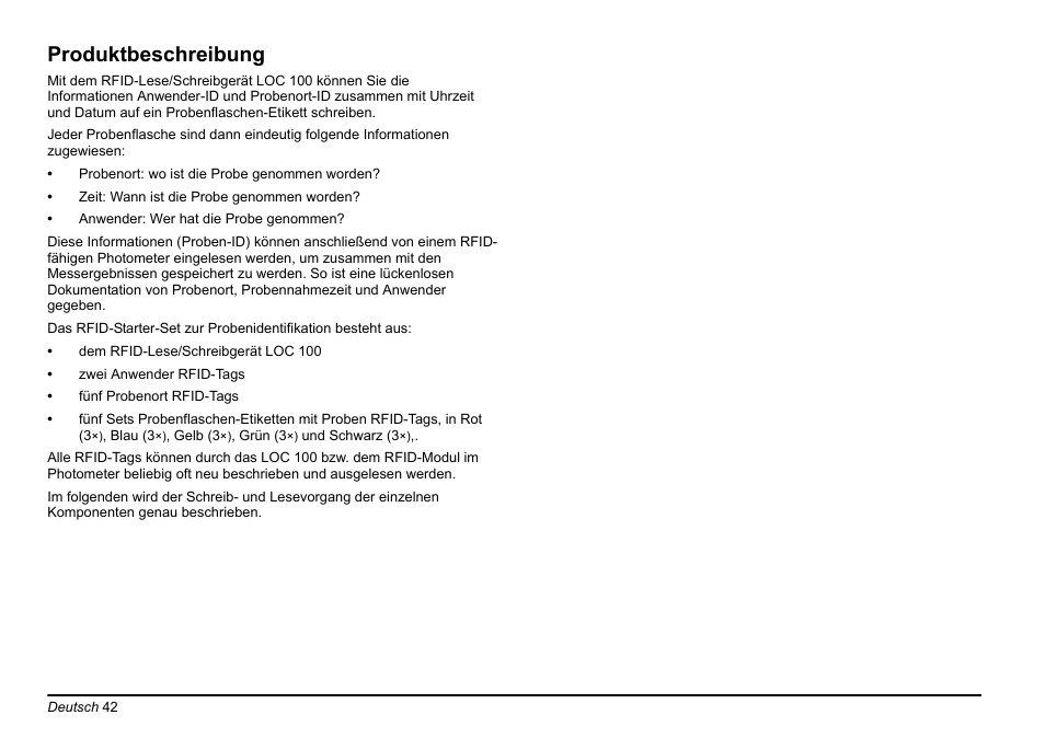 Produktbeschreibung | Hach-Lange LOC 100 User Manual | Page 42 / 231