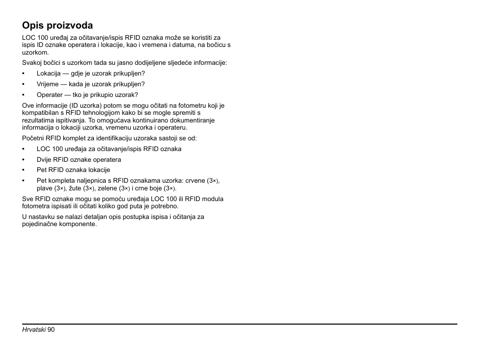 Opis proizvoda | Hach-Lange LOC 100 User Manual | Page 90 / 231