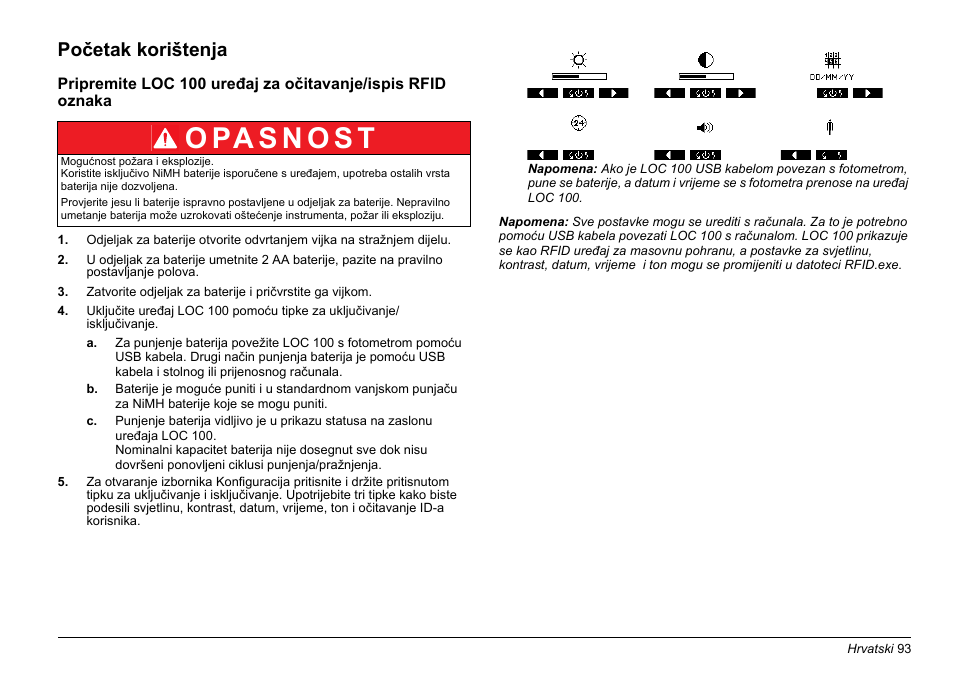 Početak korištenja | Hach-Lange LOC 100 User Manual | Page 93 / 231