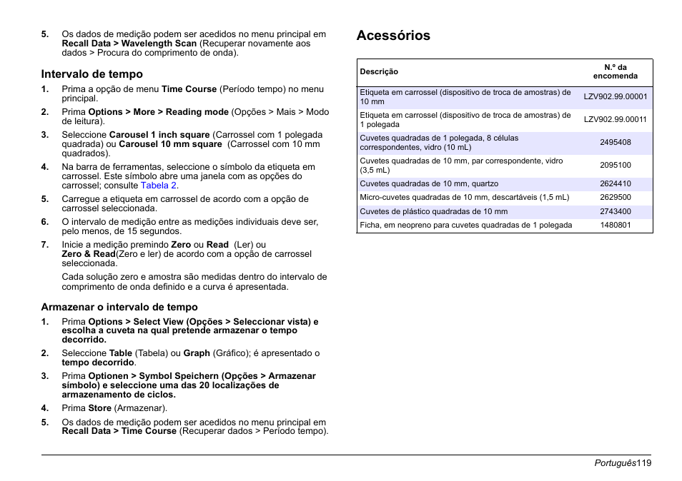 Acessórios | Hach-Lange LZV902 User Manual | Page 119 / 169