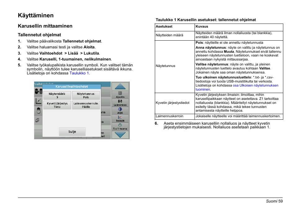 Käyttäminen | Hach-Lange LZV902 User Manual | Page 59 / 169